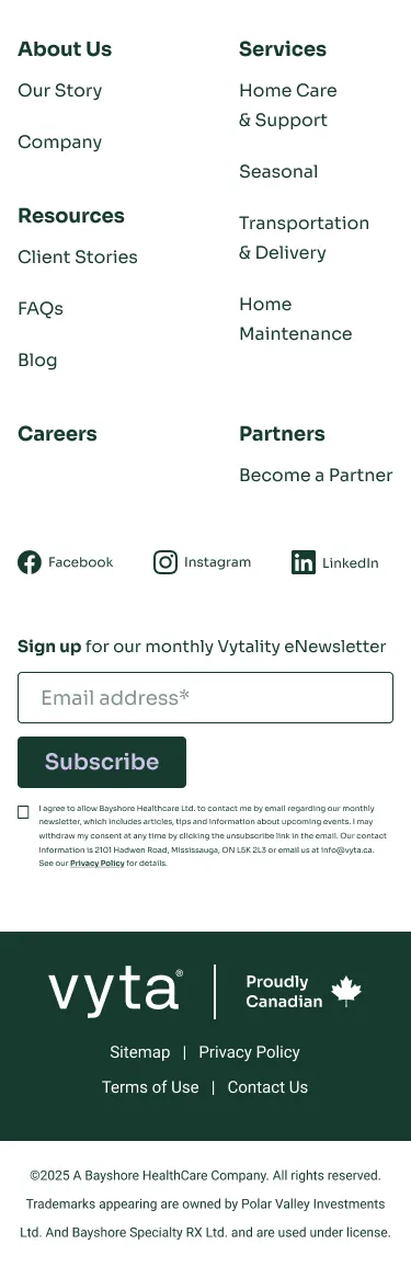 Vyta Mobile Footer