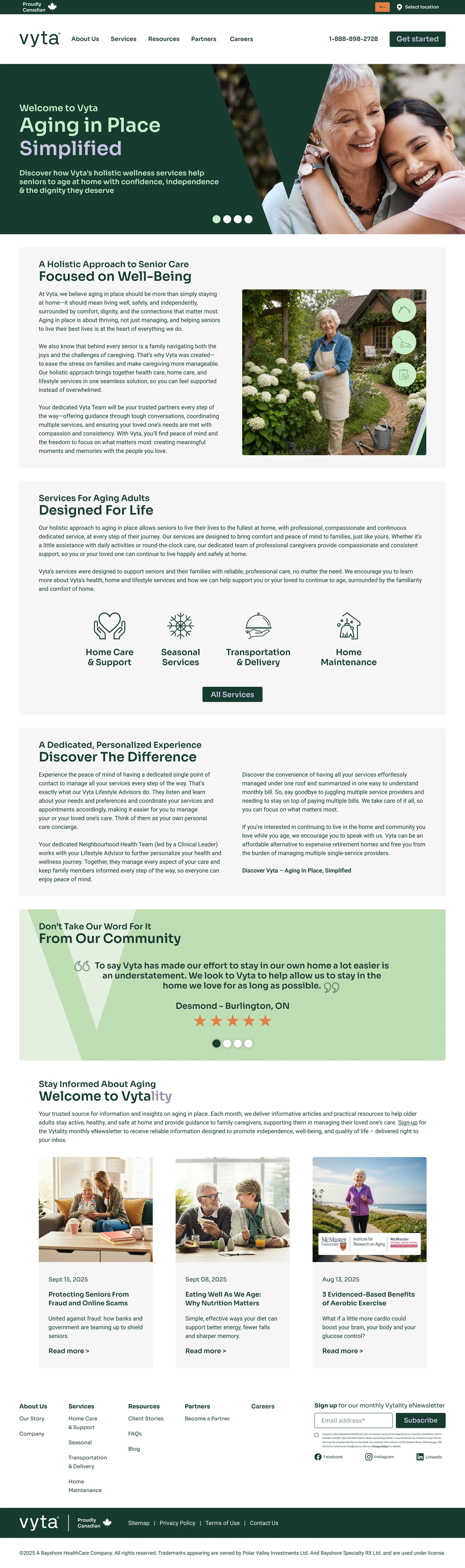 Vyta homepage design