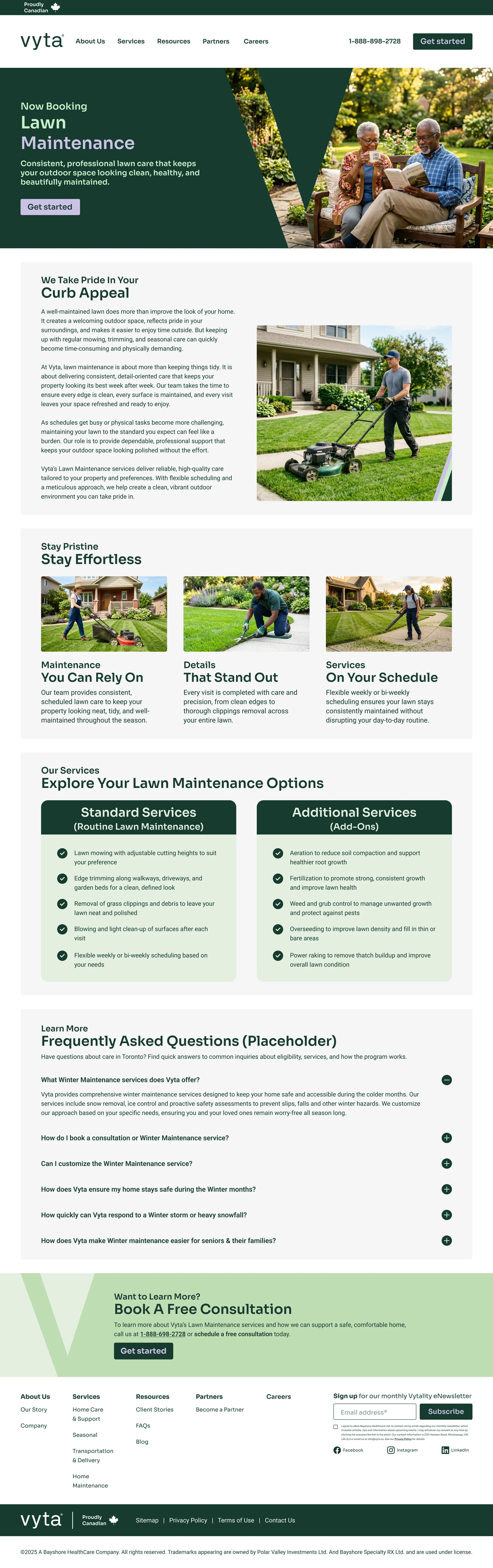 Vyta Lawn Maintenance page design
