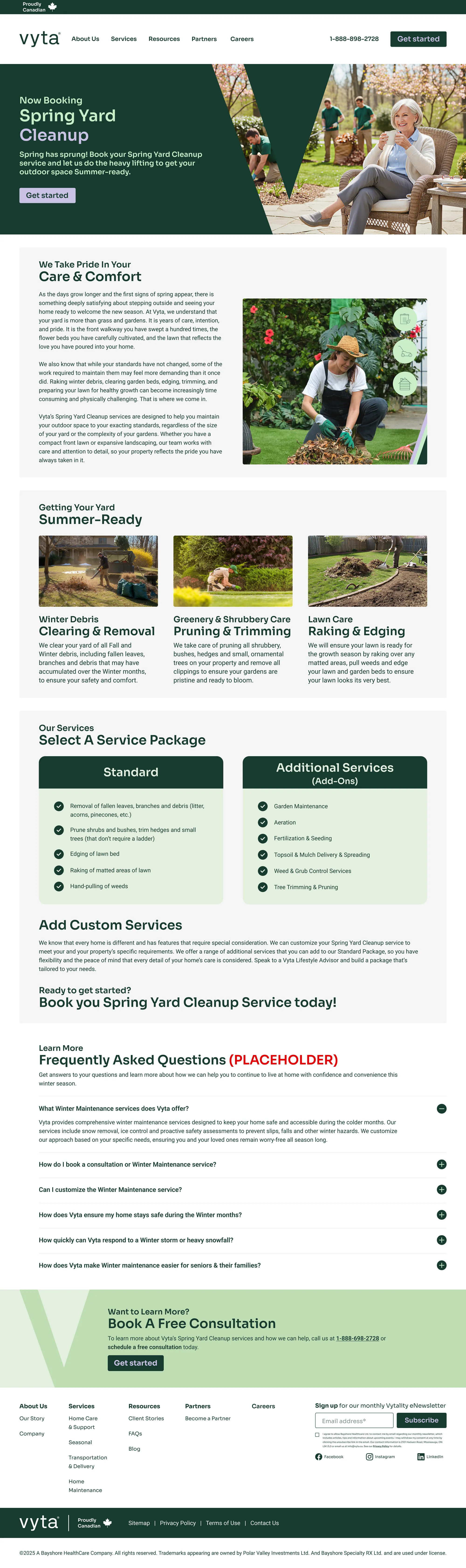 Vyta Spring Yard Cleanup page design