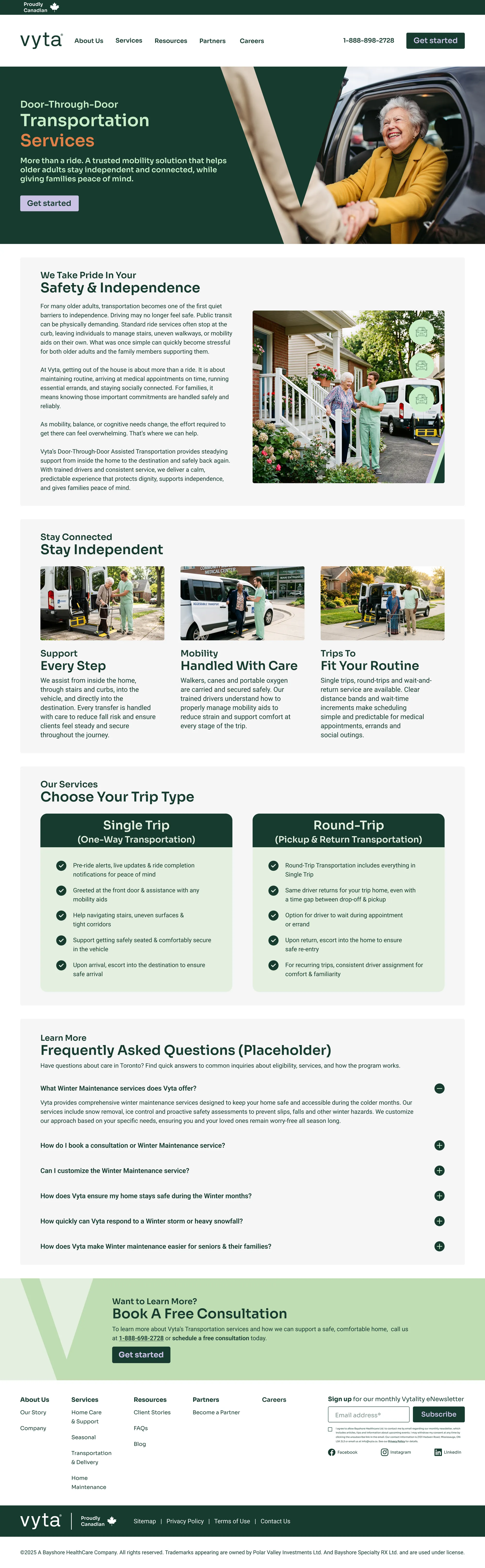 Vyta Transportation page design
