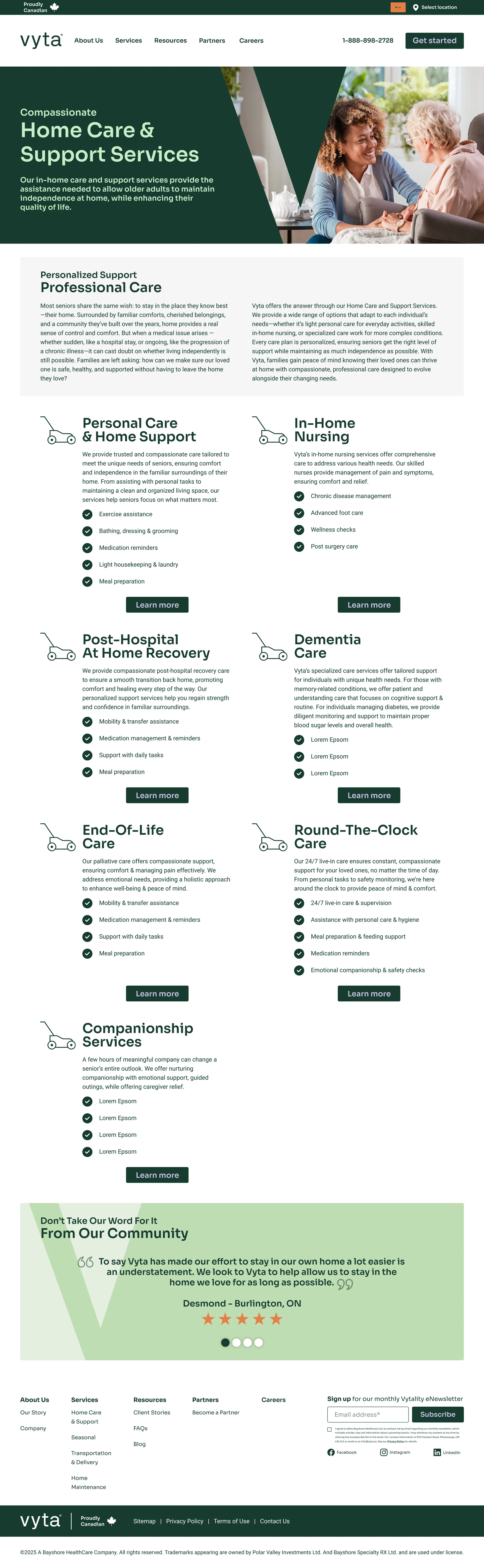 Vyta Service Category page design