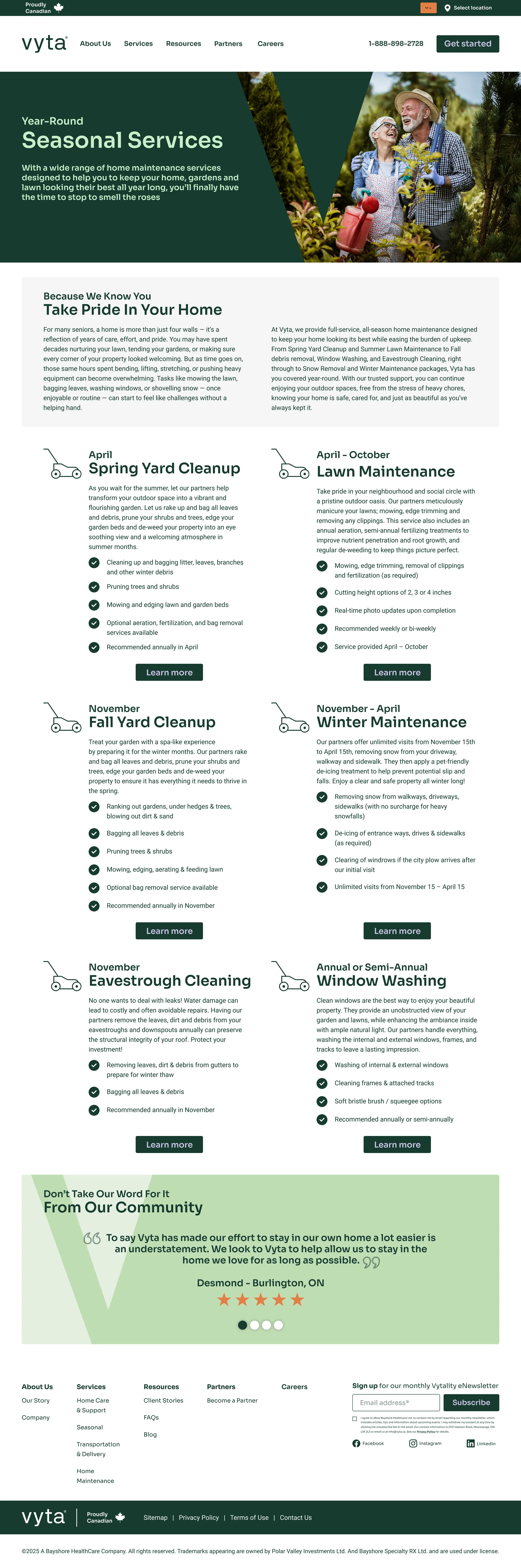 Vyta Services Category 02 page design